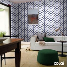 Papel De Parede Adesivo Lavável Linhas Azuis Grandes 15m - 2