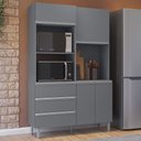 Ver imagem 1 de Armário de Cozinha Compacta 120cm 4 Portas Livia Cinza - AJL Móveis