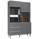 Ver imagem 2 de Armário de Cozinha Compacta 120cm 4 Portas Livia Cinza - AJL Móveis