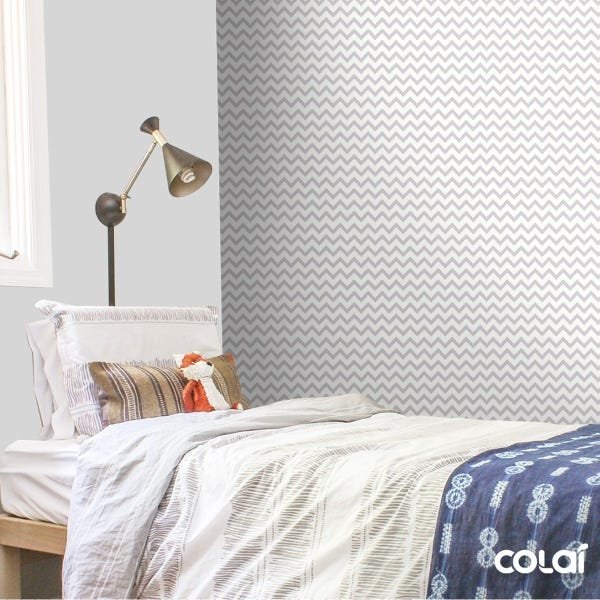 Papel De Parede Lavável Chevron Cinza Claro 12m - 3