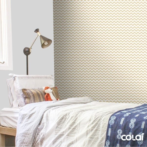 Papel De Parede Adesivo Lavável Chevron Mostarda 12m - 3