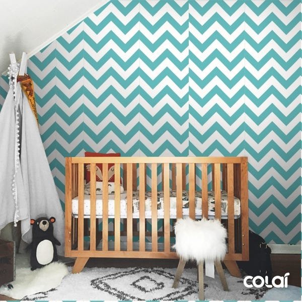 Papel De Parede Adesivo Lavável Chevron Grandes 12m - 5
