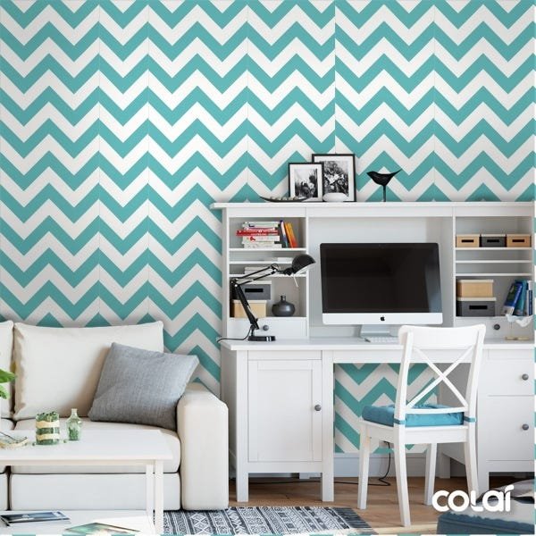 Papel De Parede Adesivo Lavável Chevron Grandes 12m - 4
