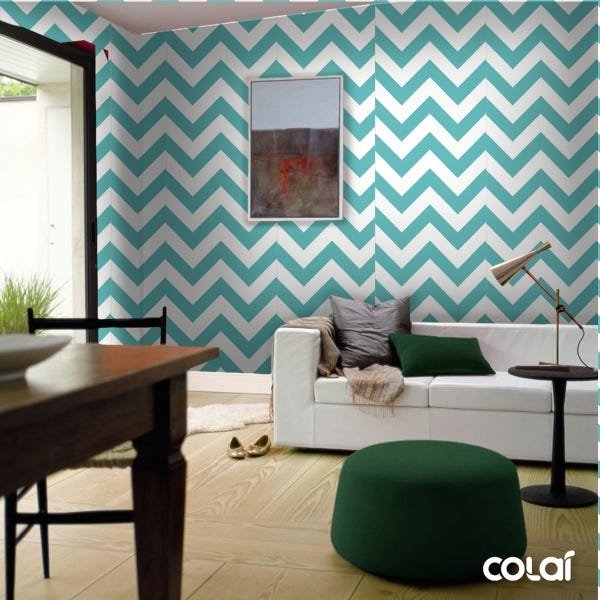 Papel De Parede Adesivo Lavável Chevron Grandes 12m - 2