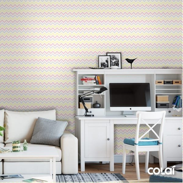 Papel De Parede Lavável Chevron Multicor 12m - 4