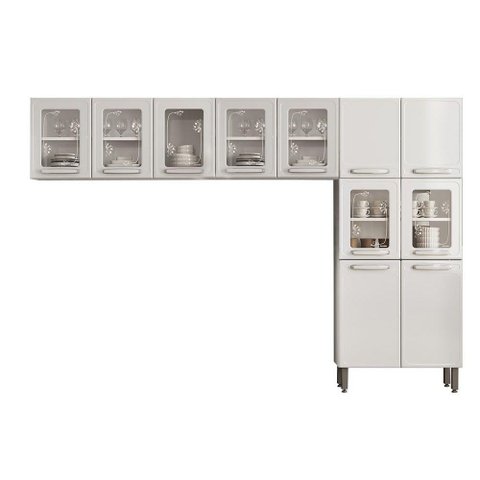 Cozinha Compacta Evidence 3 Peças (2 Armários + 1 Paneleiro) CPT61 Branco - Bertolini