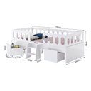 Ver imagem 2 de Cama Juvenil Lara Solteiro com Nichos Escadinha e Colchão em Madeira Baby Mobília Premium - Branco