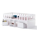 Ver imagem 1 de Cama Juvenil Lara Solteiro com Nichos Escadinha e Colchão em Madeira Baby Mobília Premium - Branco