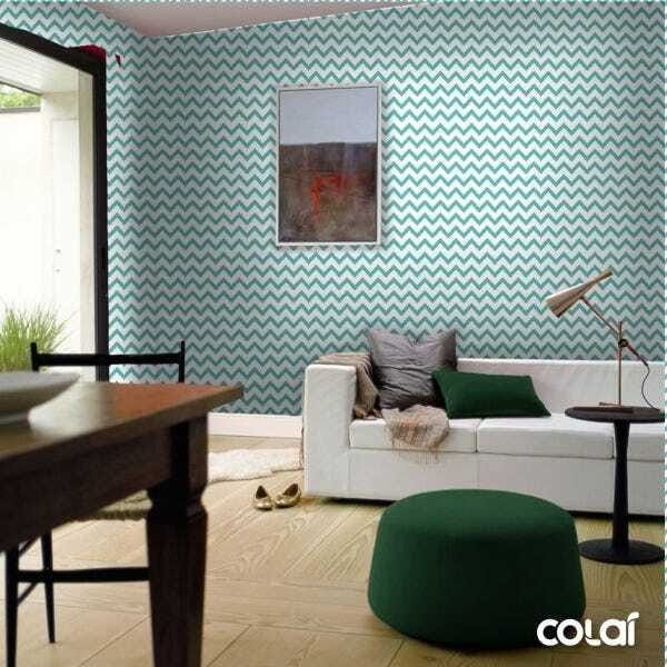 Papel De Parede Lavável Chevron Verdes 9m - 2