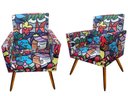 Ver imagem 1 de Kit 2 Poltronas Decorativa Bia Suede Romero Gato Pés Madeira Ms Decor