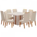 Ver imagem 2 de Mesa de Jantar 8 Lugares Perla com Vidro Mel/Nude/Off White - Viero Móveis