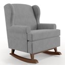 Ver imagem 1 de Poltrona De Amamentação Com Balanço Malu Base De Madeira P02 Suede Cinza - Lyam Decor