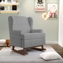 Ver imagem 2 de Poltrona De Amamentação Com Balanço Malu Base De Madeira P02 Suede Cinza - Lyam Decor