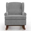Ver imagem 3 de Poltrona De Amamentação Com Balanço Malu Base De Madeira P02 Suede Cinza - Lyam Decor