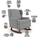 Ver imagem 4 de Poltrona De Amamentação Com Balanço Malu Base De Madeira P02 Suede Cinza - Lyam Decor