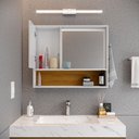 Ver imagem 3 de Armário de Banheiro com Espelho Espelheira 1 Porta e Nicho Luxo - Jm3 Móveis:branco/madeira