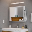 Ver imagem 2 de Armário de Banheiro com Espelho Espelheira 1 Porta e Nicho Luxo - Jm3 Móveis:branco/madeira