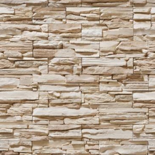 Papel de Parede Lavável Pedra Filete Desigual Bege - 1