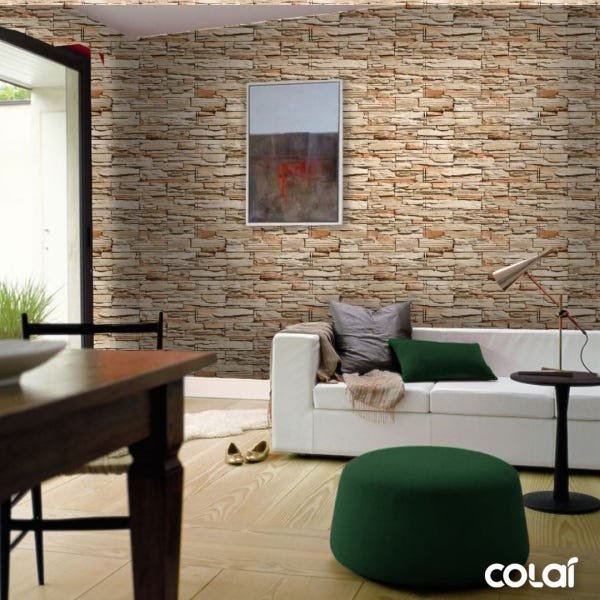 Papel de Parede Lavável Pedra 3D Filete Rosê Desigual - 2