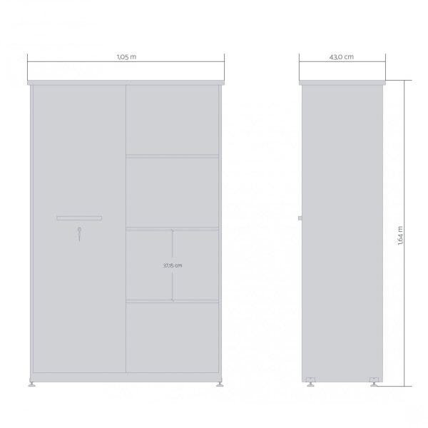 Armário Estante para Escritório 1 Porta de Correr 8 Prateleiras Plata Móveis - 2