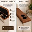 Ver imagem 6 de Sofá Cama Casal Oslo 2 Lugares 1,59m Linho Porta Copos Baú - Bege | Courino