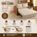Ver imagem 5 de Sofá Cama Casal Oslo 2 Lugares 1,59m Linho Porta Copos Baú - Bege | Courino