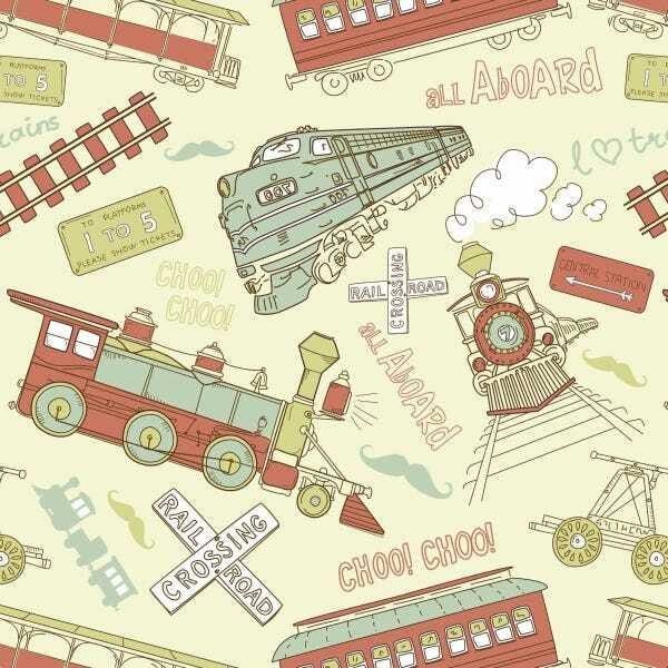 Papel de Parede Adesivo Lavável Locomotiva 15m - 1