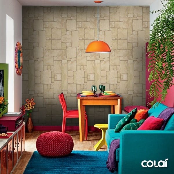 Papel de Parede Adesivo Lavável Pedra Travertino 15m - 4