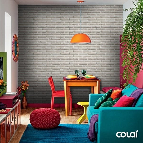 Papel de Parede Adesivo Lavável Tijolo Colonial Claro 12m - 4