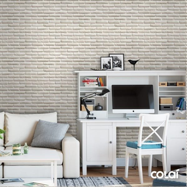 Papel de Parede Adesivo Lavável Tijolo Colonial Claro 12m - 3