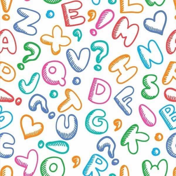 Papel de Parede Adesivo Lavável Letras Coloridas 12m - 1
