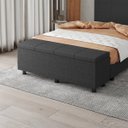 Ver imagem 1 de Baú Sapateira Estofada Queen Size 160 Cm Marte Linho Preto Sky Box