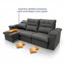 Ver imagem 4 de Sofá Retrátil Reclinável Verona 2,30m Suede Velut Molas Ensacadas - King House