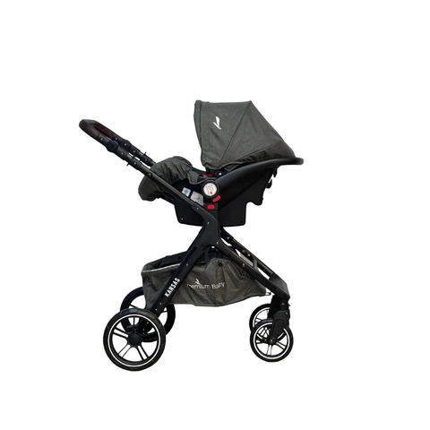 Carrinho de Bebe Kansas Gold Premium com Bebe Conforto:base Black/ Cinza