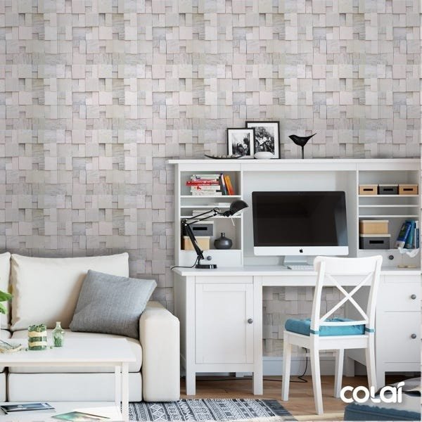 Papel de Parede Lavável Pedra Goiás Rosê Desigual 15m - 3