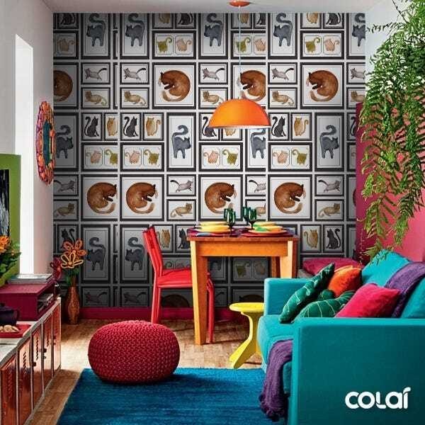 Papel De Parede Adesivo Lavável Pássaros Coloridos 3m - 8