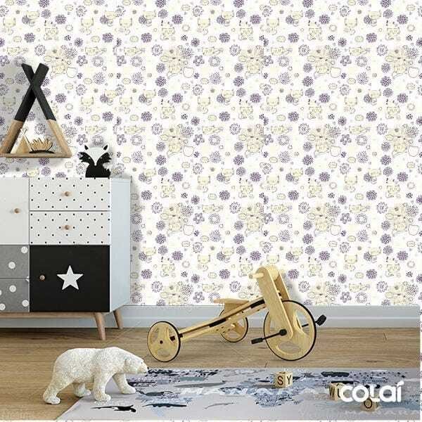 Papel De Parede Adesivo Lavável Gatos E Flores 9m - 3
