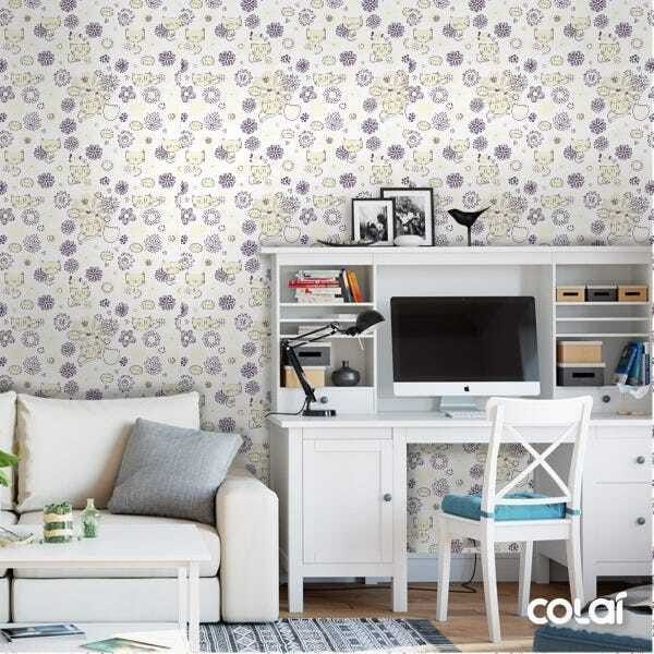 Papel De Parede Adesivo Lavável Gatos E Flores 9m - 2
