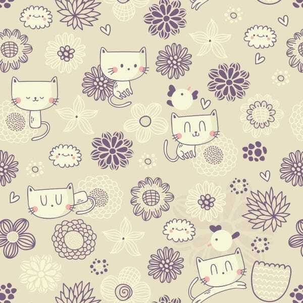 Papel De Parede Adesivo Lavável Gatos No Jardim 9m - 1