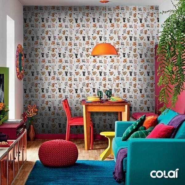 Papel De Parede Adesivo Lavável Gatos 9m - 8