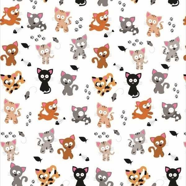 Papel De Parede Adesivo Lavável Gatos 9m - 1