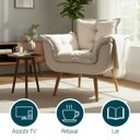 Ver imagem 4 de Poltrona Decorativa Alice para Sala Recepção Manicure Clínica Sala de Espera Linho Bege Luxo