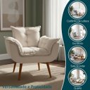 Ver imagem 5 de Poltrona Decorativa Alice para Sala Recepção Manicure Clínica Sala de Espera Linho Bege Luxo