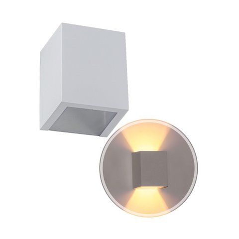 2x Arandela Efeito 2 Focos Branco Sem Friso Box Policarbonato St1386