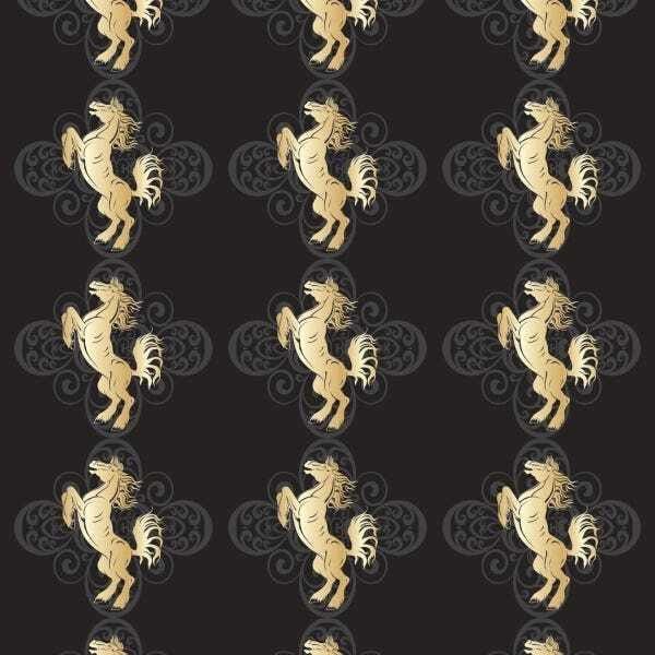 Papel De Parede Lavável Cavalos Com Fundo Escuro 12m - 1