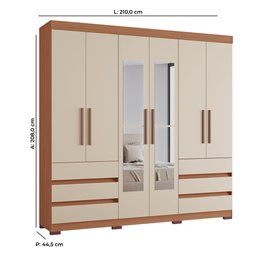 Guarda-roupas Panamá 100% Mdf Tuboarte 6 Portas 6 Gavetas e Espelho - 2