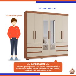 Guarda-roupas Panamá 100% Mdf Tuboarte 6 Portas 6 Gavetas e Espelho - 4
