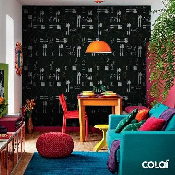 Papel De Parede Adesivo Lavável Mesa De Jantar 3m - 5