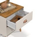 Ver imagem 6 de Kit 2 Mesas de Cabeceira Madero New com 2 Gavetas e Pés Retrô Palito - Off White com Freijó