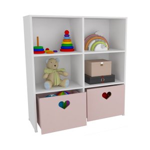 Estante De Nichos Com Baús Organizadores Coração Stefani 100% MDF WoodCore